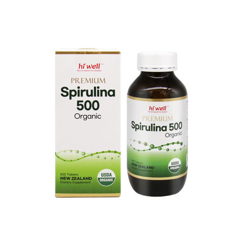 Hi Well Premium Spirulina 500 Organic 500 Tablets