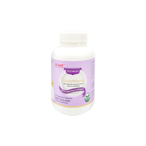 Hi Well Premium Glutathione with Marine Collagen 90Vegetable Capsules