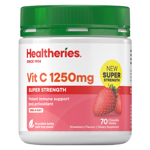 Healtheries Vitamin C 1250mg Strawberry Flavour 70 Chewable Tablets