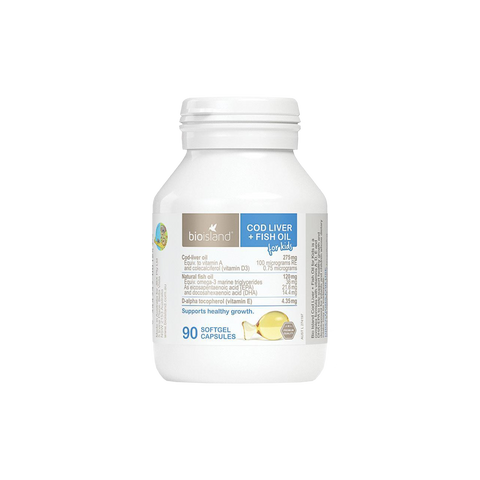 Bio Island Cod Liver + Fish Oil for Kids 90 Softgel Capsules