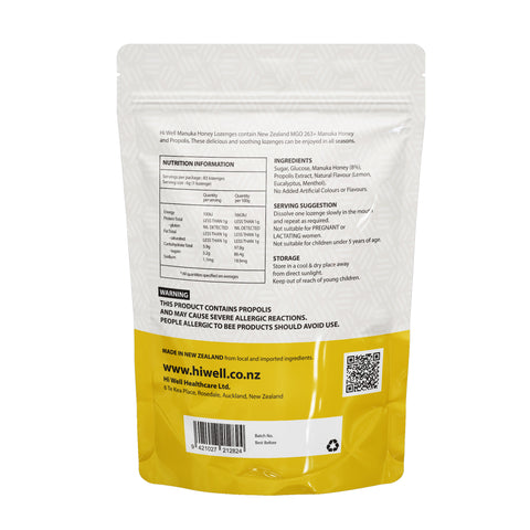 Hi Well Propolis Manuka Honey Lozenges Lemon&Manuka Honey