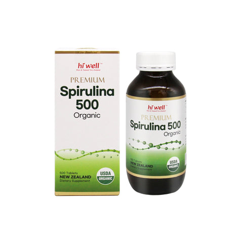 Hi Well Premium Spirulina 500 Organic 500 Tablets