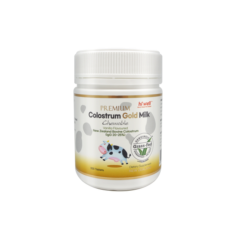 Hi Well Premium Colostrum Gold Milk Vanilla Flavoured 200 Chewable Tablets