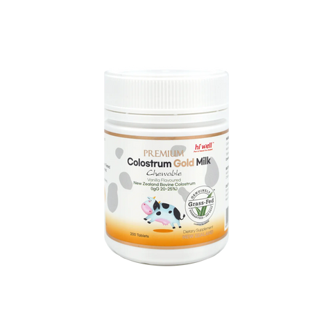 Hi Well Premium Colostrum Gold Milk Vanilla Flavoured 200 Chewable Tablets