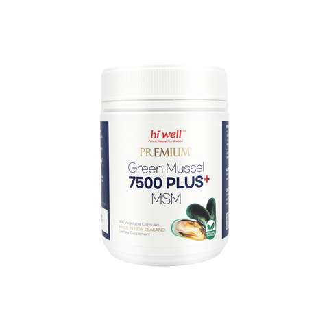 Hi Well Premium Green Mussel 7500 Plus+ MSM 300 Vegetable Capsules