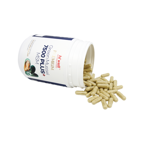 Hi Well Premium Green Mussel 7500 Plus+ MSM 300 Vegetable Capsules