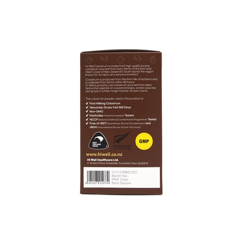 Hi Well Premium Colostrum Choco Milk Chewable New Zealand Bovine Colostrum Choco Flavoured