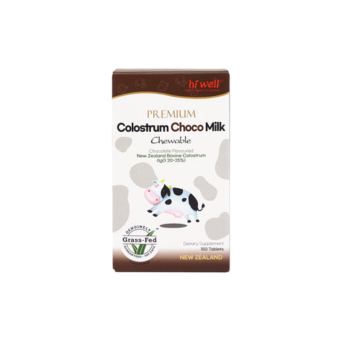 Hi Well Premium Colostrum Choco Milk Chewable New Zealand Bovine Colostrum Choco Flavoured