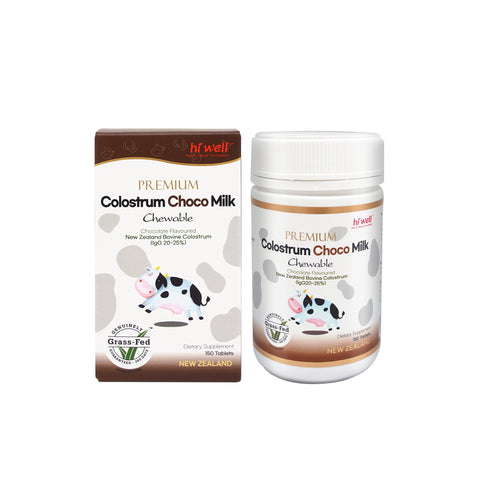 Hi Well Premium Colostrum Choco Milk Chewable New Zealand Bovine Colostrum Choco Flavoured