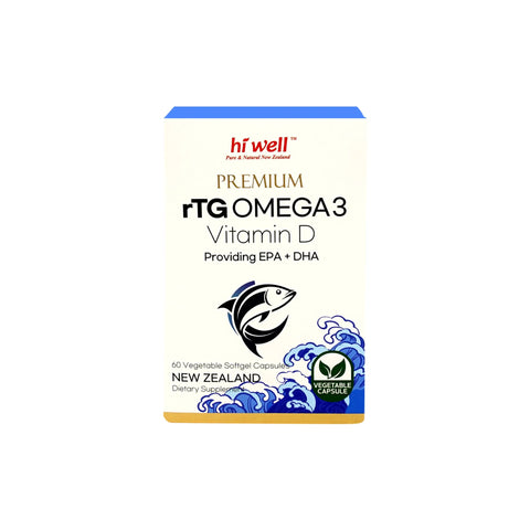 Hi Well Premium rTG Omega 3 Vitamin D 60Vegetable Softgel Capsules