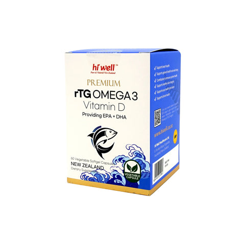 Hi Well Premium rTG Omega 3 Vitamin D 60Vegetable Softgel Capsules