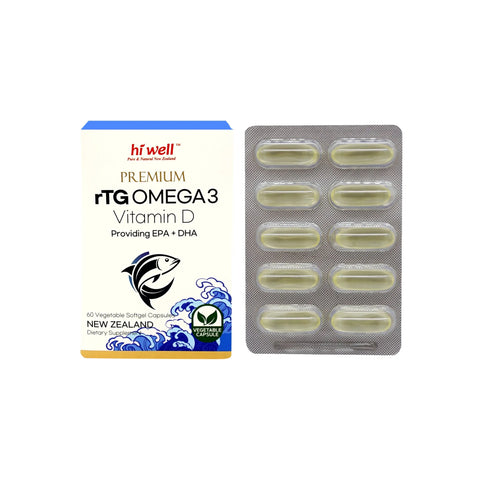 Hi Well Premium rTG Omega 3 Vitamin D 60Vegetable Softgel Capsules
