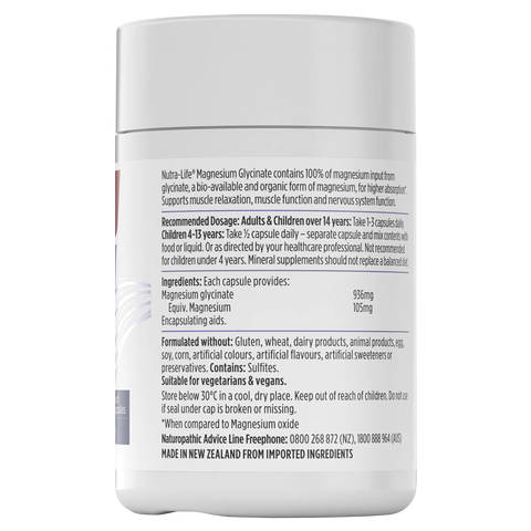 Nuralife Magnesium Glycinate High Absorption 60 hard capsules