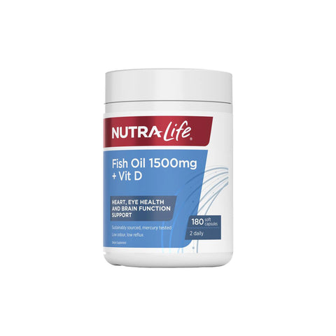 Nutralife Fish Oil 1500mg Plus Vitamin D 180 Capsules