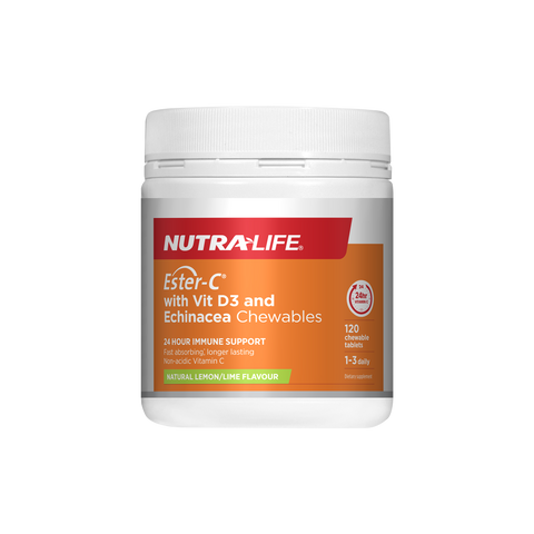 Nutralife Ester-C 1000mg with Vit D3 + Echinacea 120 Chewable Tablets