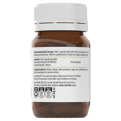 Nutralife Vitamin D3 1000 IU 60 Capsules
