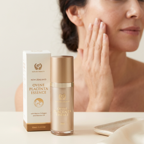 Applying Natures Beauty Ovine Placenta Essence to skin