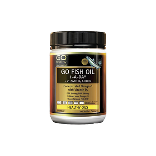 Gohealthy Go Fish Oil 1-A-Day + Vitamin D 1000IU 200 Soft Gels